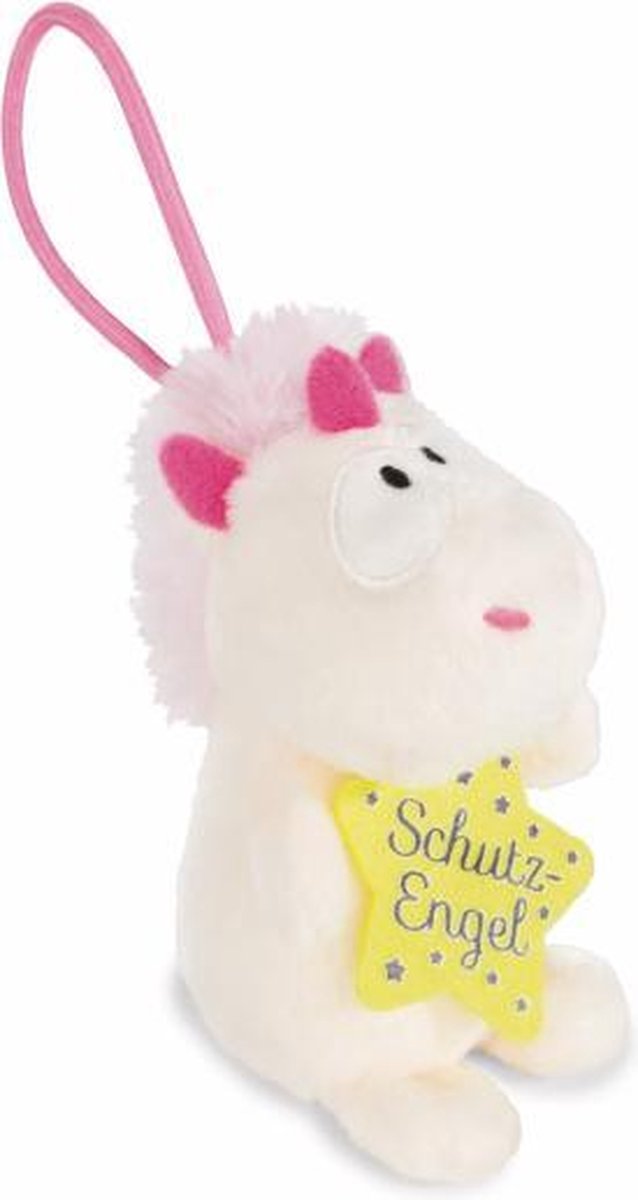 knuffel Unicorn Theodor junior pluche 8 cm wit/geel