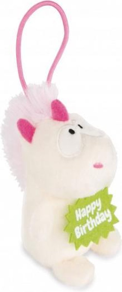 knuffel Unicorn Theodor junior pluche 8 cm wit/groen