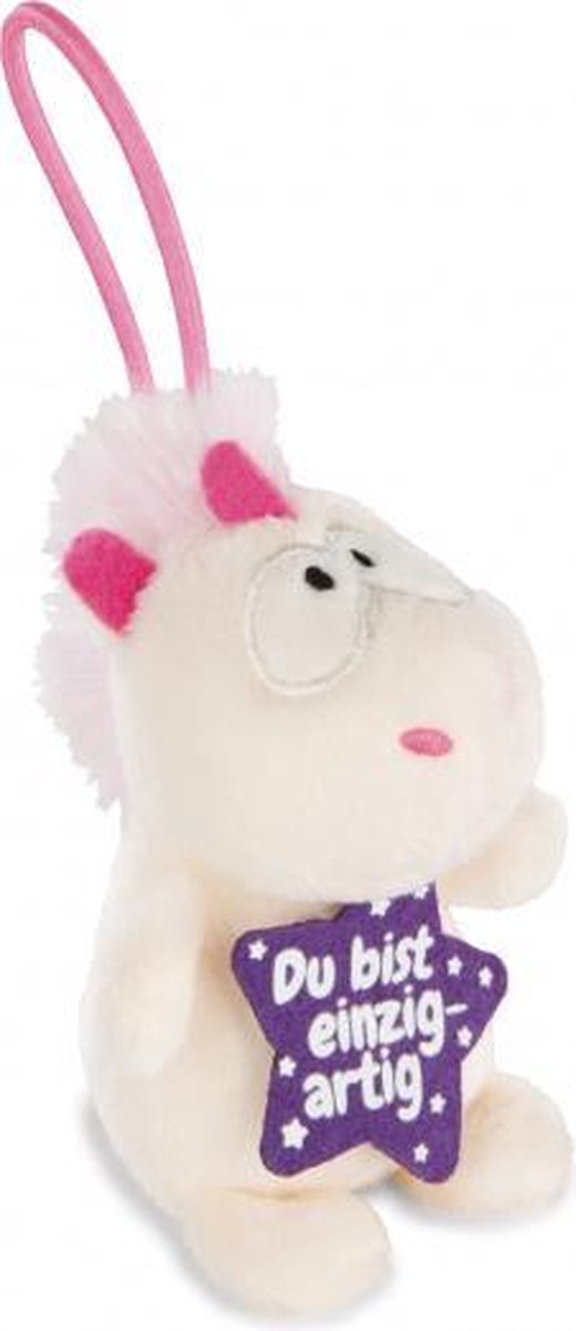 knuffel Unicorn Theodor junior pluche 8 cm wit/paars