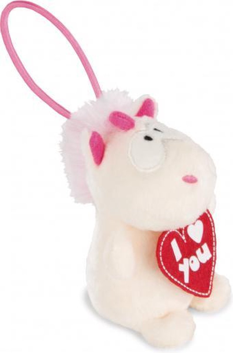 knuffel Unicorn Theodor junior pluche 8 cm wit/rood