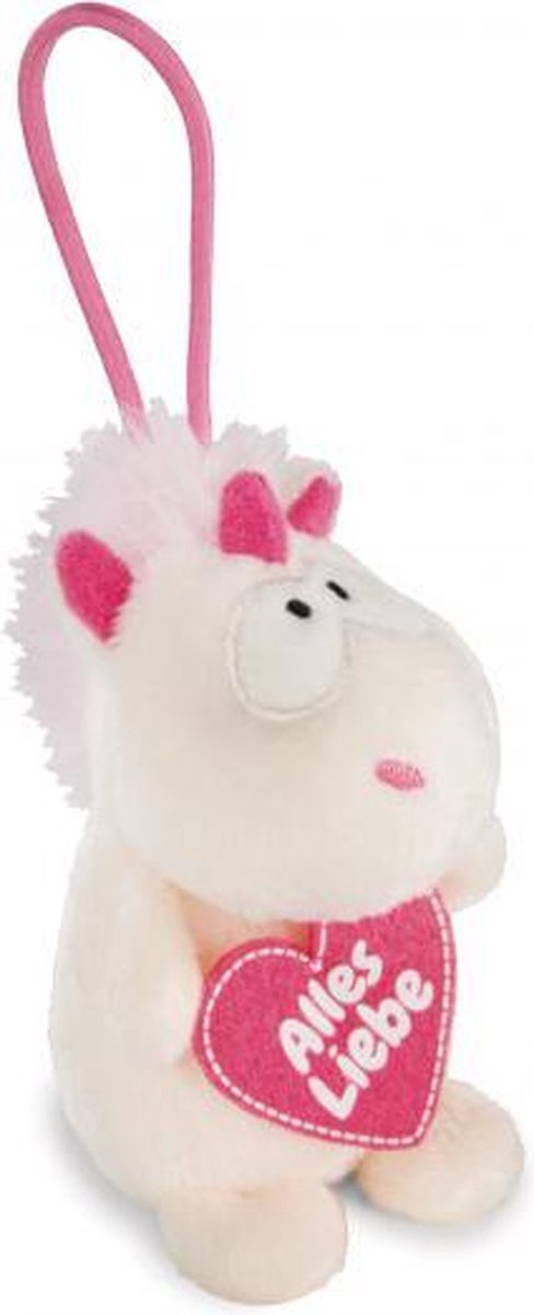 knuffel Unicorn Theodor junior pluche 8 cm wit/roze