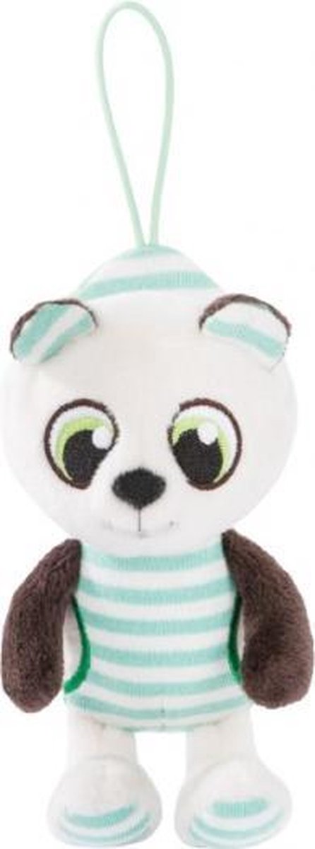 knuffel met hanger panda Pandalino 14 cm pluche zwart