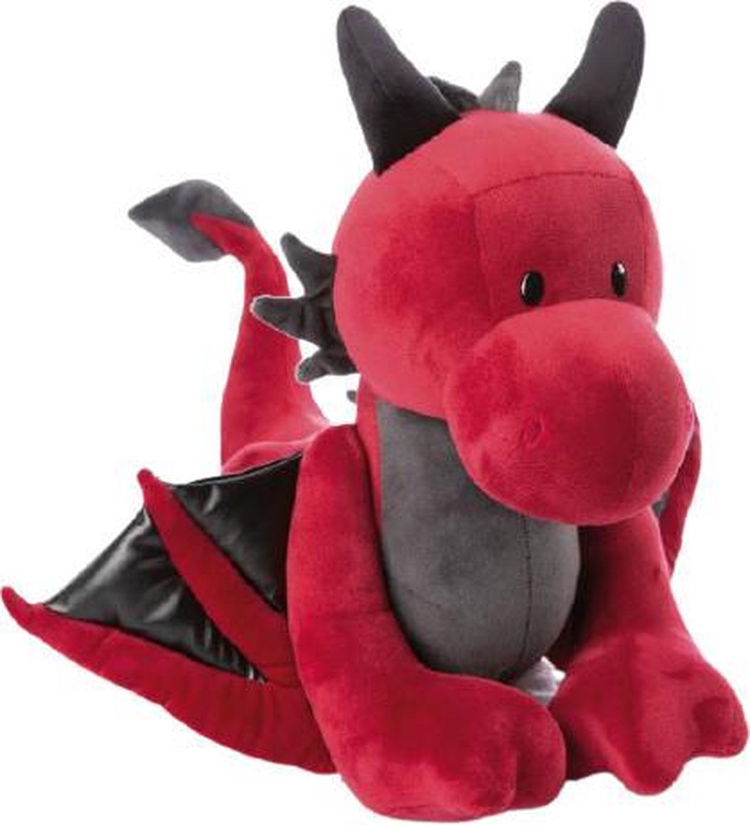 knuffeldraak Eldor junior 45 cm pluche rood/zwart