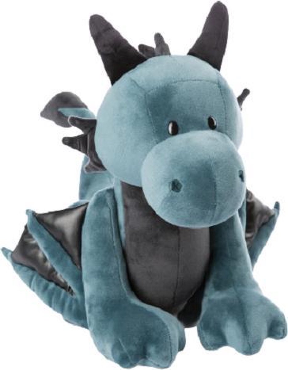 knuffeldraak Ivar junior 20 cm pluche blauw/zwart