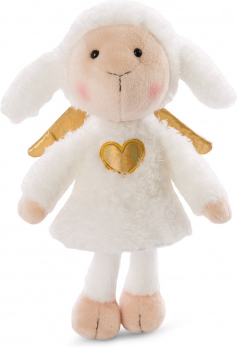 knuffelschaap La La Lammie junior 30 cm pluche wit/goud