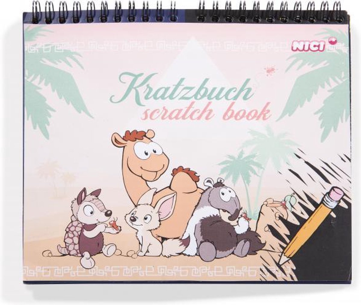 scratchboek Wild Friends junior 20 x 19 cm papier roze