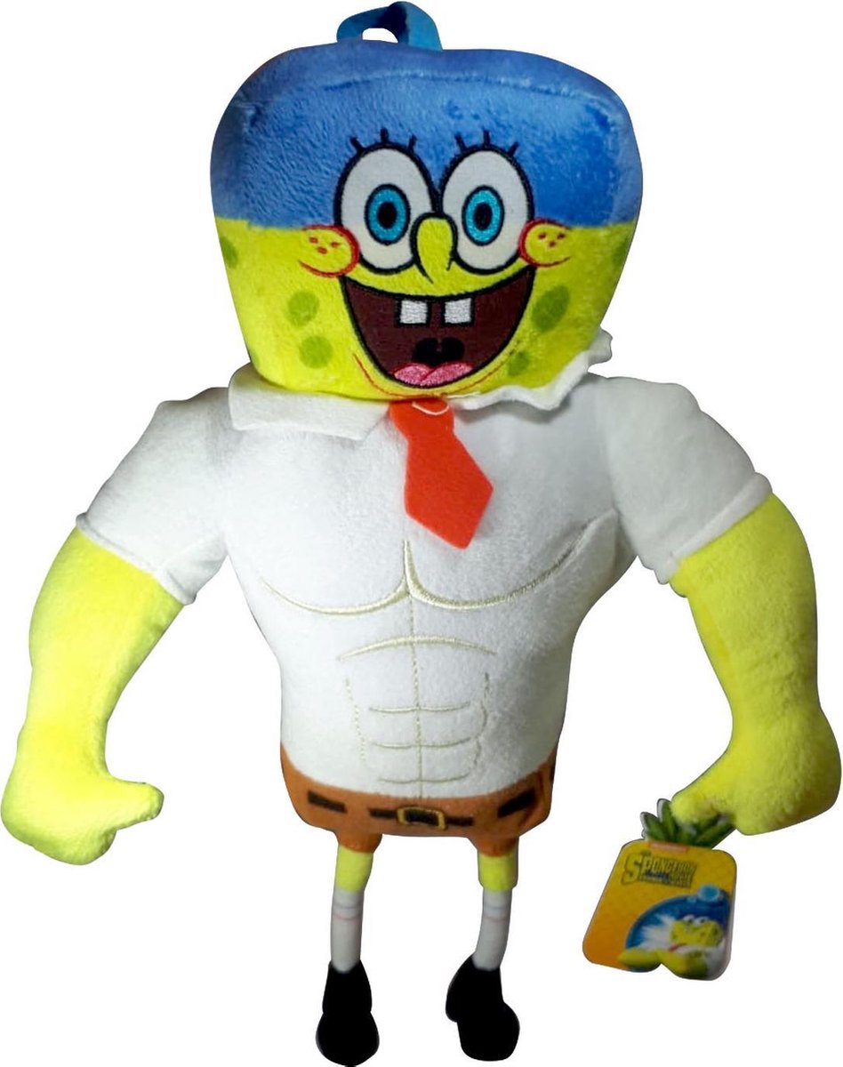 Pluche The Spongebob Squarepants Movie - Spongebob Squarepants Bodybuilder Knuffel 35cm