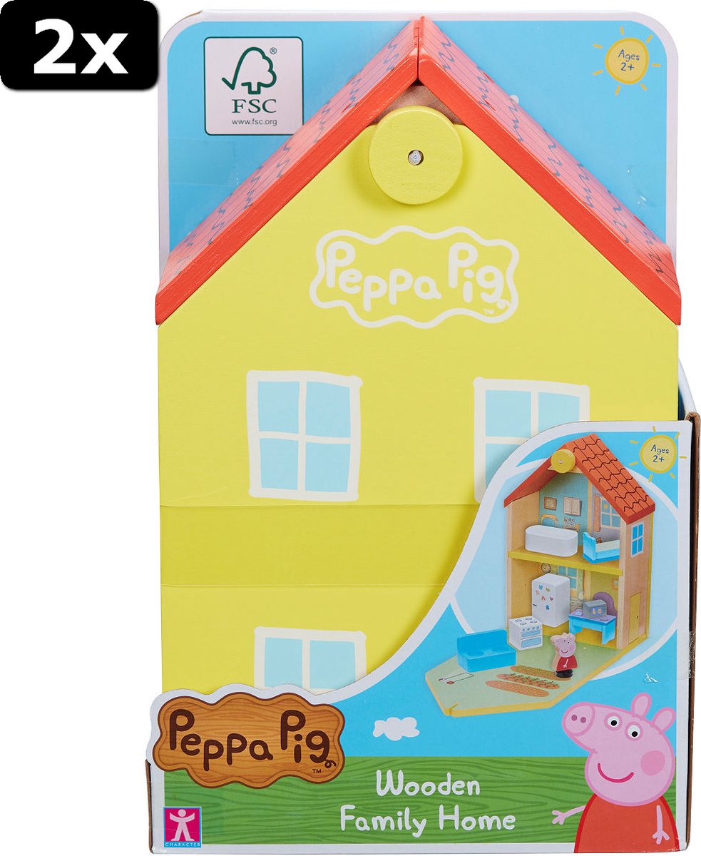 2x Peppa Pig Familie Huis incl speelfiguren en accesoires