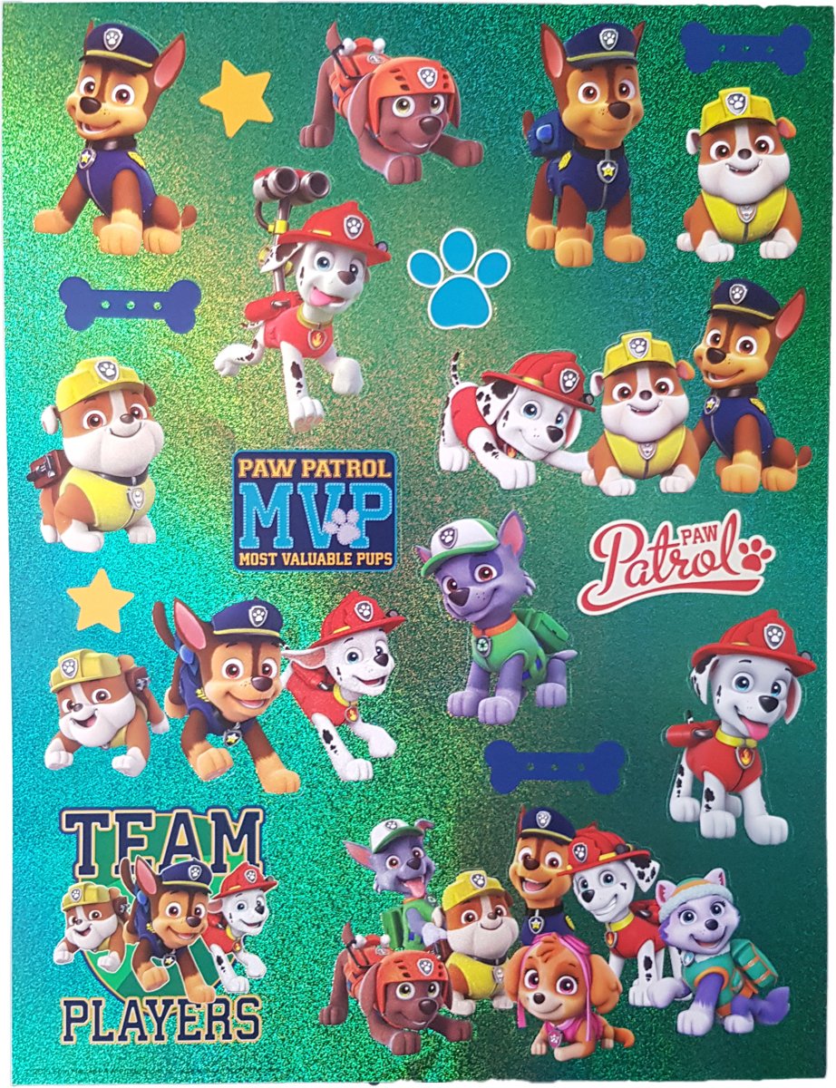 Glitter stickers Paw Patrol Groen