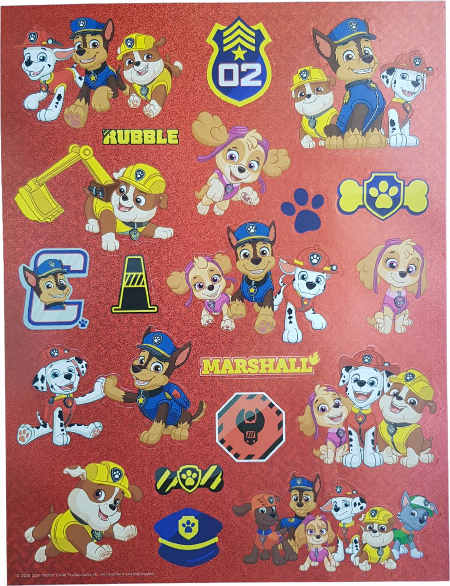 Glitter stickers Paw Patrol Rood