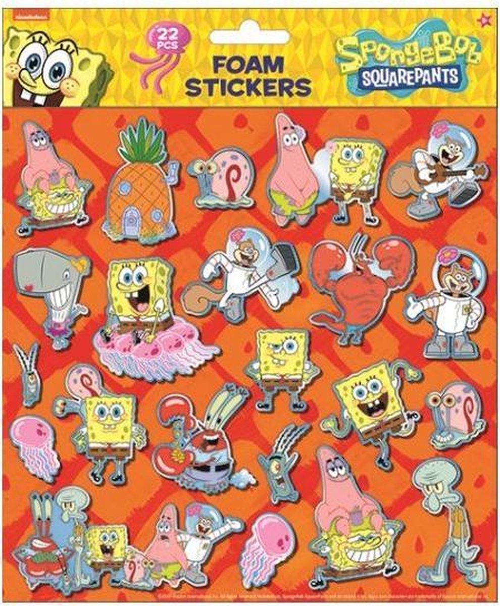 Nickelodeon Foamstickers Spongebob 24x20,5 Cm 22-delig Oranje