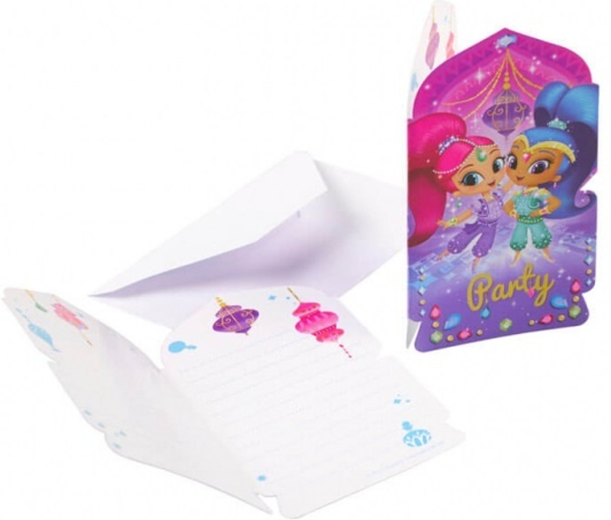 Nickelodeon Shimmer En Shine Uitnodigingen 8 Stuks 8 Cm