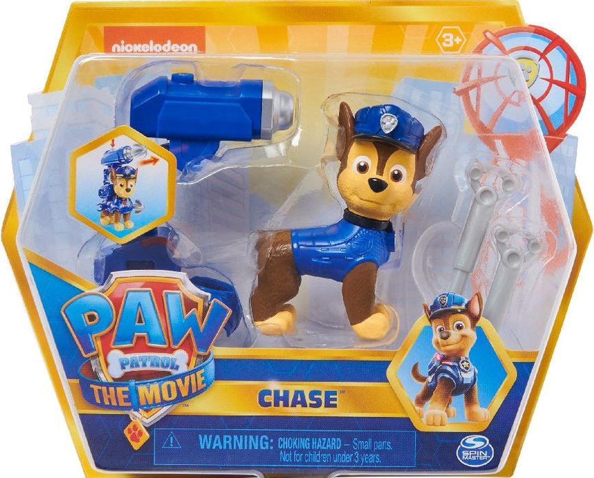 Nickelodeon Speelfiguur Paw Patrol Chase Junior Blauw 4-delig