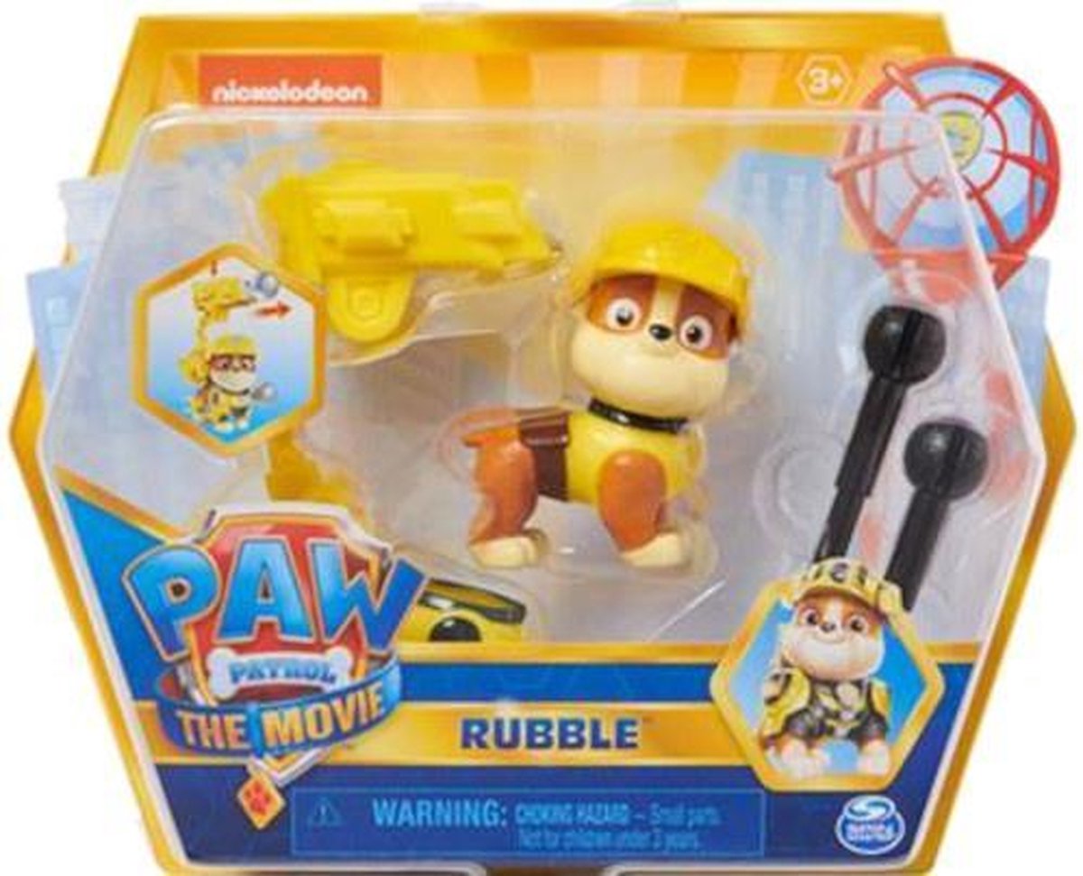 Nickelodeon Speelfiguur Paw Patrol Rubble Junior Geel 4-delig