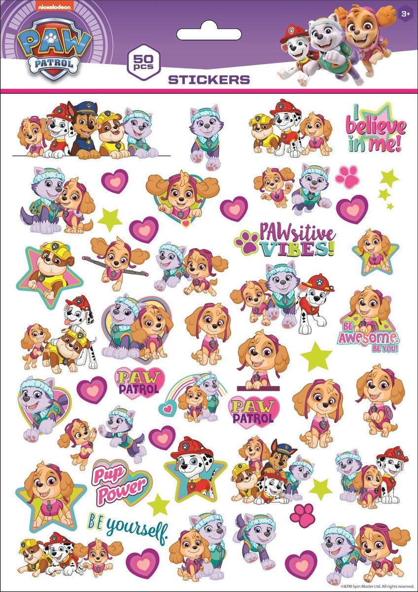 Nickelodeon Stickers Paw Patrol 25 X 21 Cm Paars 50 Stuks