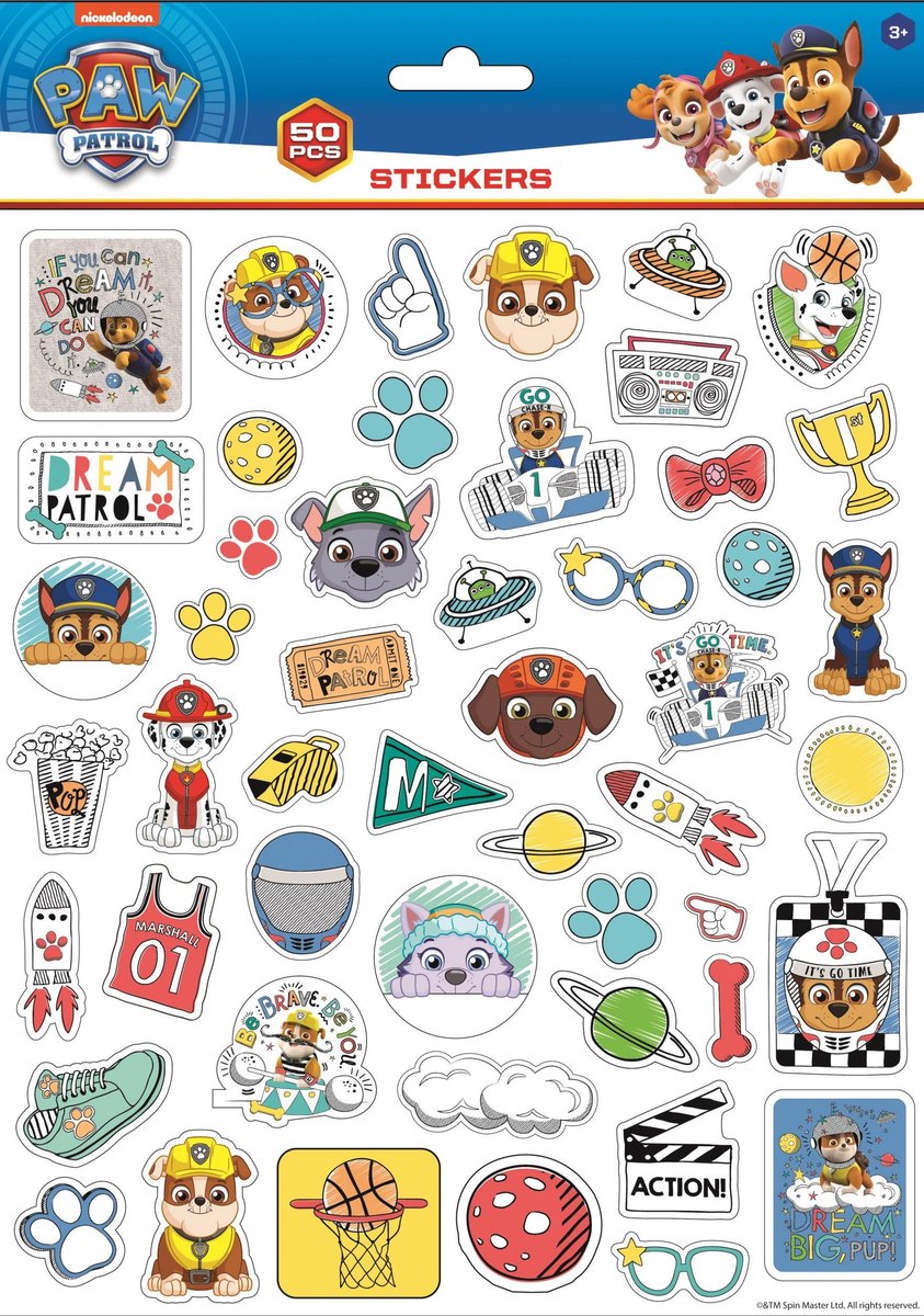 Nickelodeon Stickers Paw Patrol Junior 25 X 21 Cm Blauw 50 Stuks