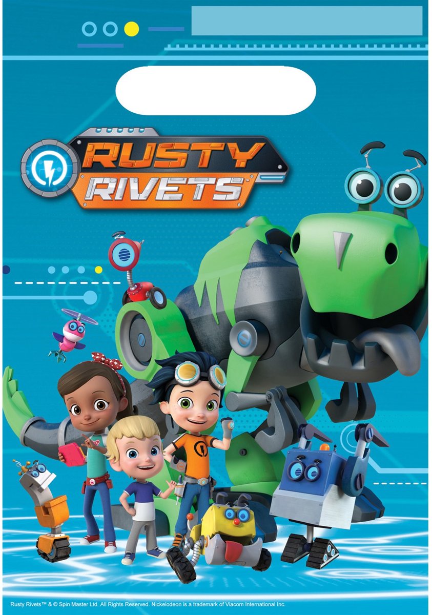 Nickelodeon Uitdeelzakjes Rusty Rivets 23 Cm 8 Stuks Blauw