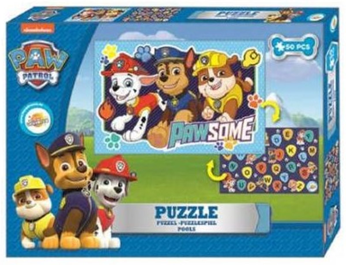 Paw Patrol Puzzel 50 stukjes 2 zijdig ( Pawsome )