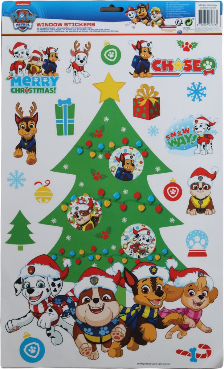 Paw Patrol Raamsticker - Window Stickers - Nickelodeon - Kerstmis - Kindersticker - Raamdecoratie - Kerst versiering - Kerststicker - Kinderkamer - Cadeautjes - Christmas - Herbruikbaar - Makkelijk - Jongens - Marshall - Everest - Folie - Cartoon