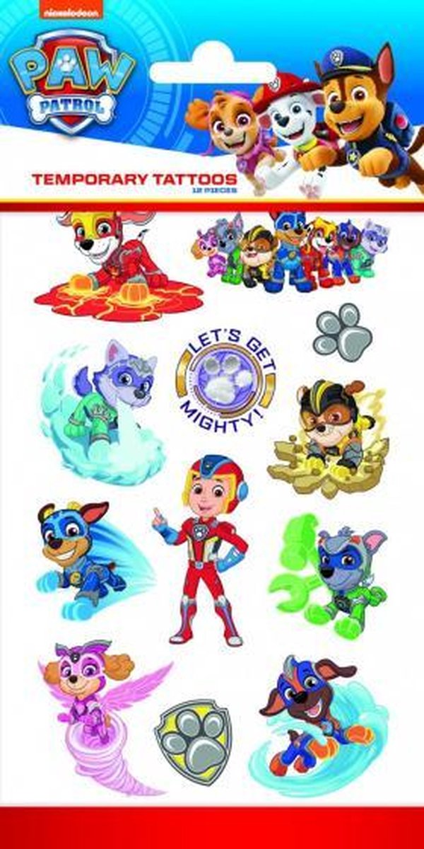 kindertattoos Mighte Pups junior papier 12 stuks