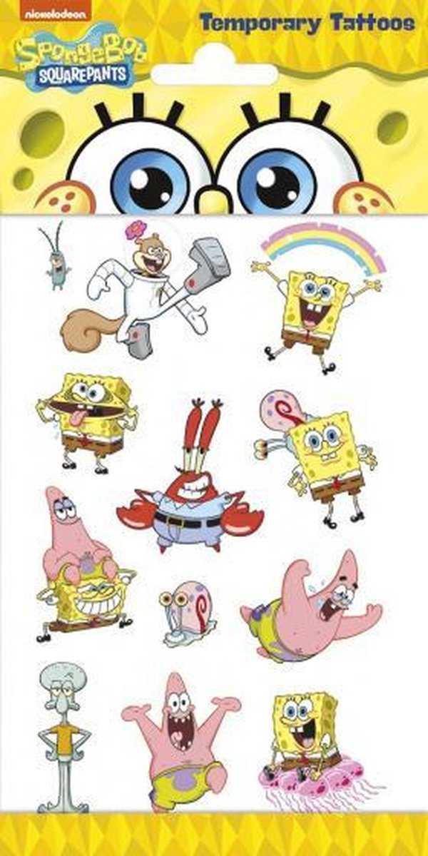 kindertattoos Spongebob junior papier 12 stuks