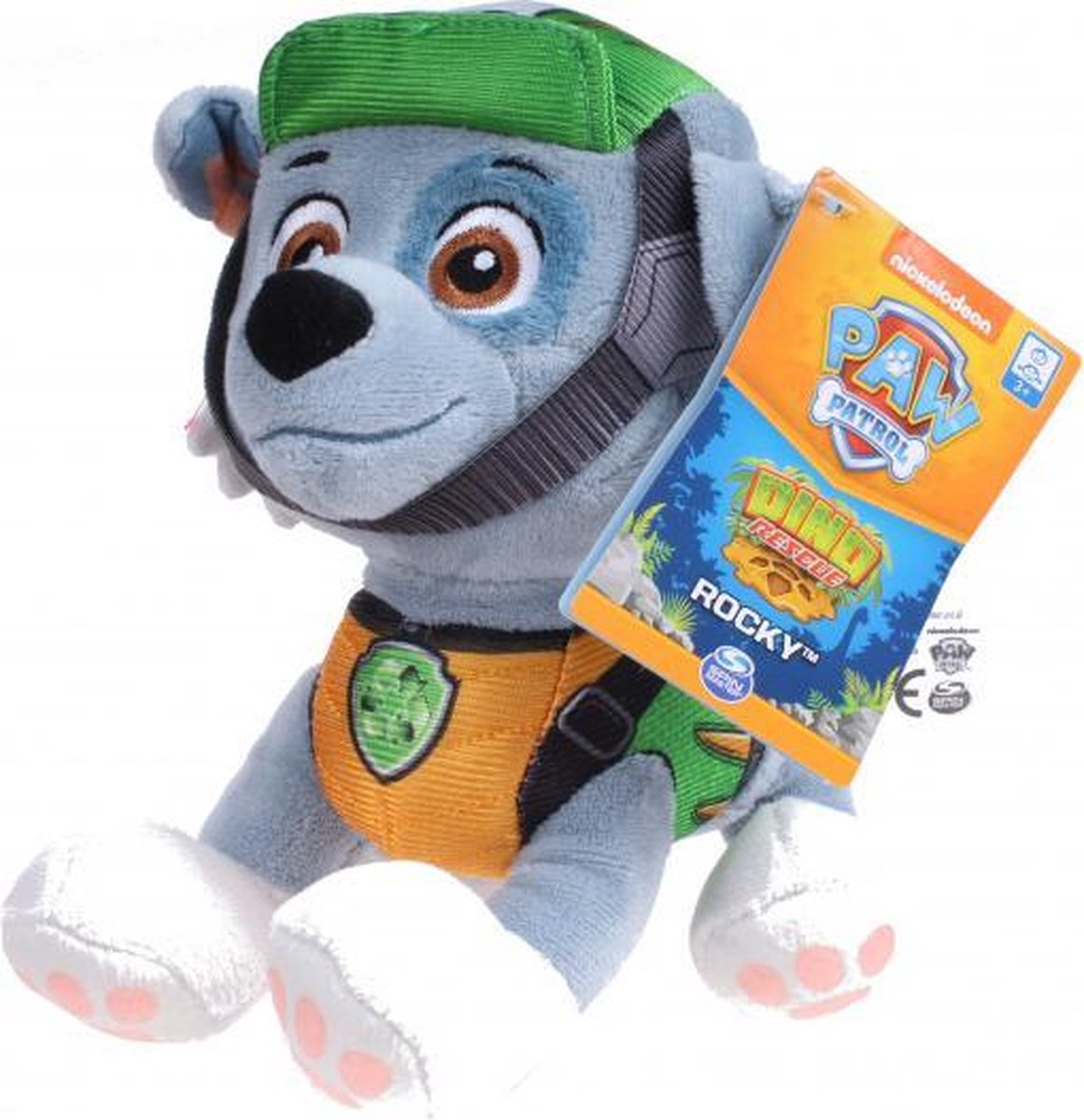 knuffel Paw Patrol Rescue Rocky 20 cm blauw/groen