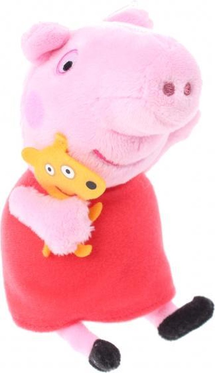 knuffel Peppa Pig pluche roze/rood 17 cm