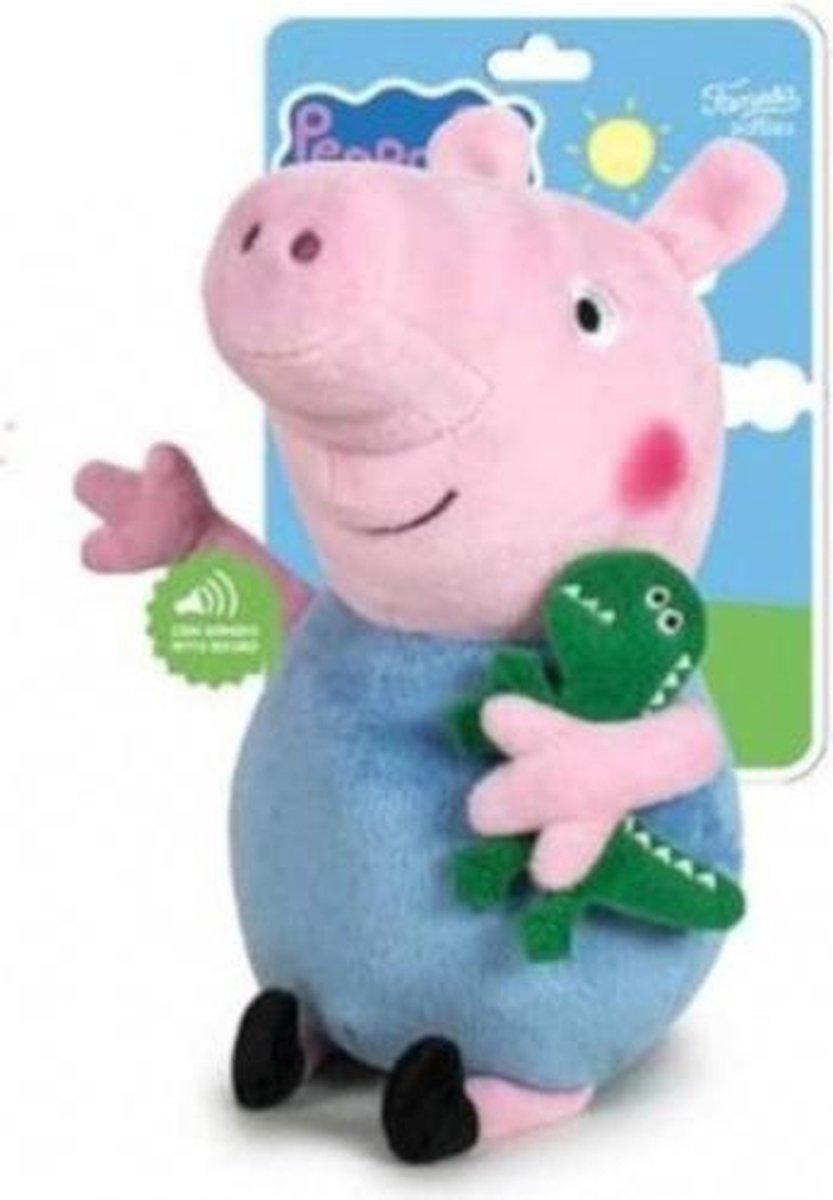 knuffel met geluid Peppa Pig 27 cm pluche blauw