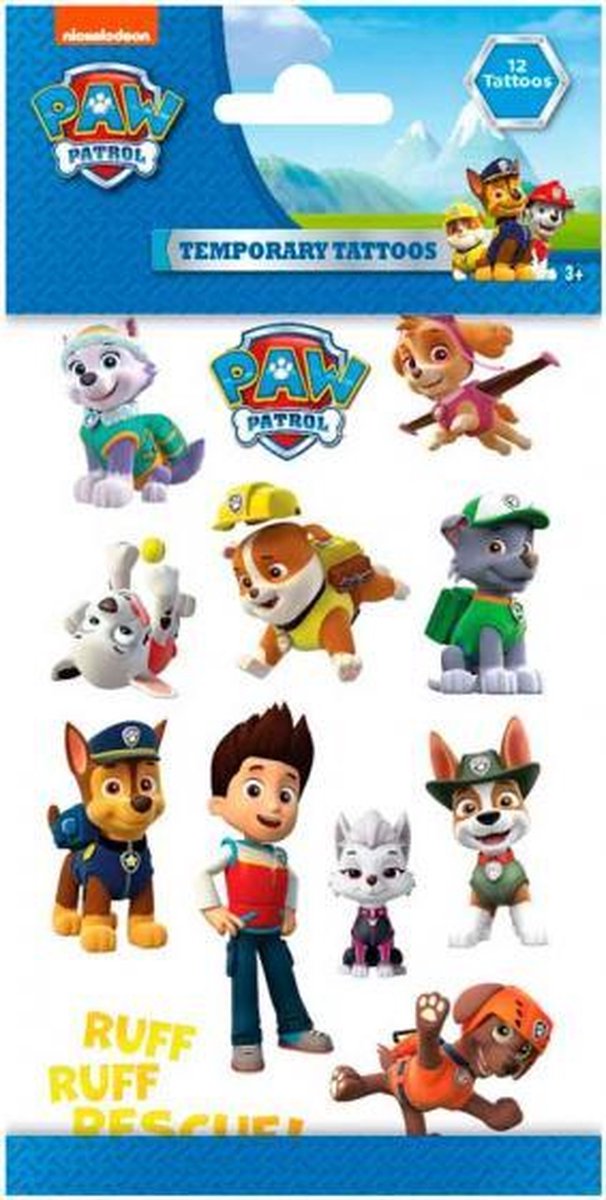 neptattoos Paw Patrol junior papier 12 stuks