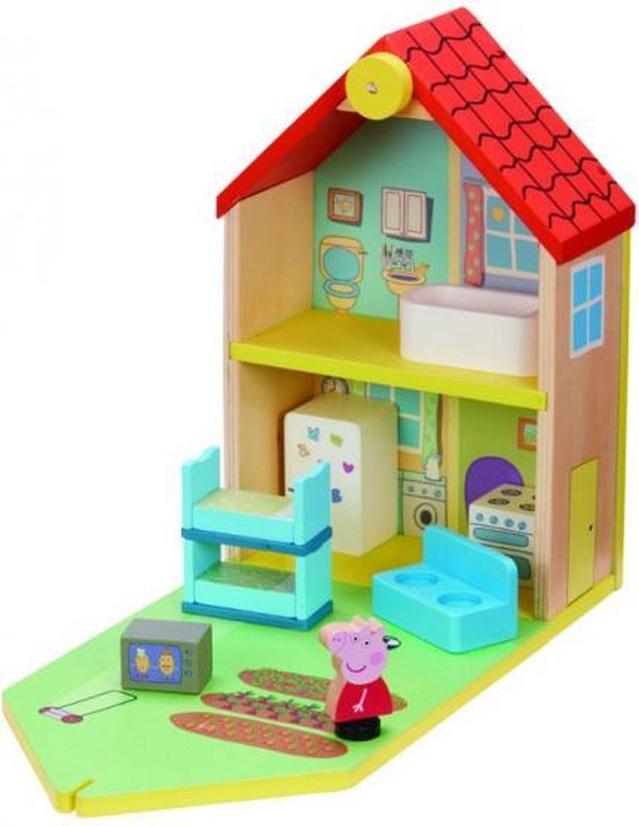 speelset familiehuis Peppa Pig 30 cm hout 7-delig