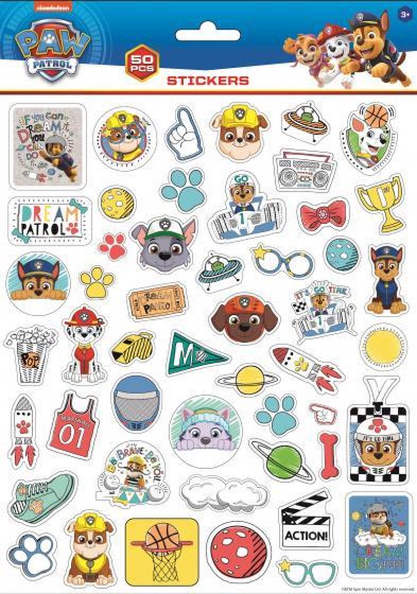 stickers Paw Patrol junior 25 x 21 cm blauw 50 stuks