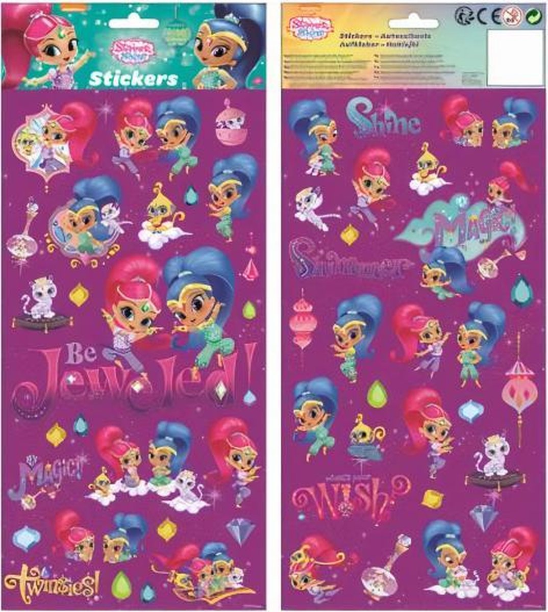 stickervel Shimmer en Shine junior 35,5 cm 2-delig