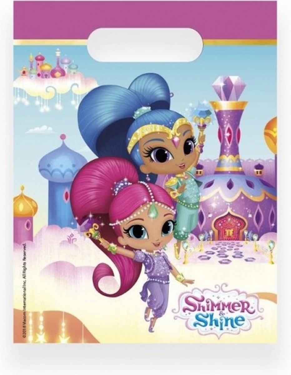 uitdeelzakjes Shimmer en Shine 23 cm 6 stuks roze