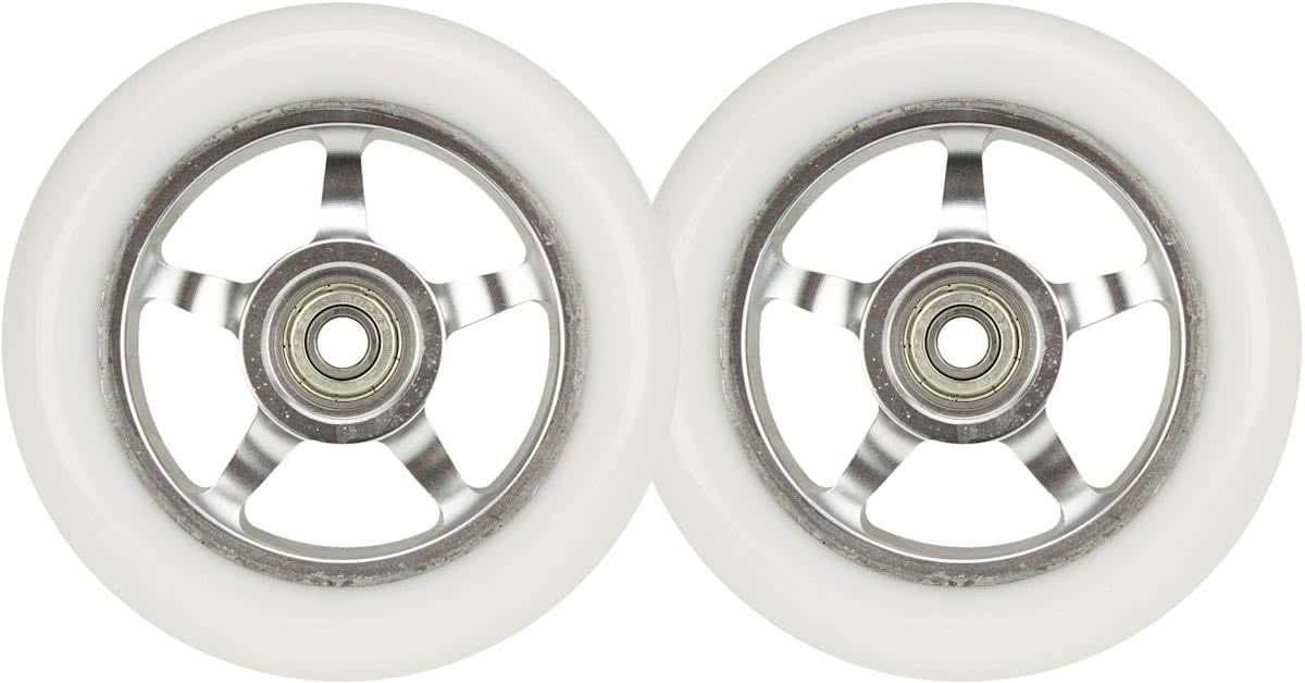 Black Dragon Set Wielen voor Stunt Scooter - Alu Spaakwiel - Wit/Zilver