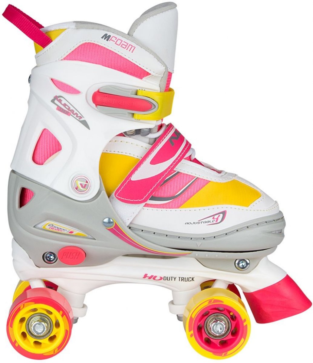   Junior   Meisjes Verstelbaar Semi-Softboot - Rave Skate - Fluorroze/Fluorgeel/Wit/Grijs/Antraciet - 38-41