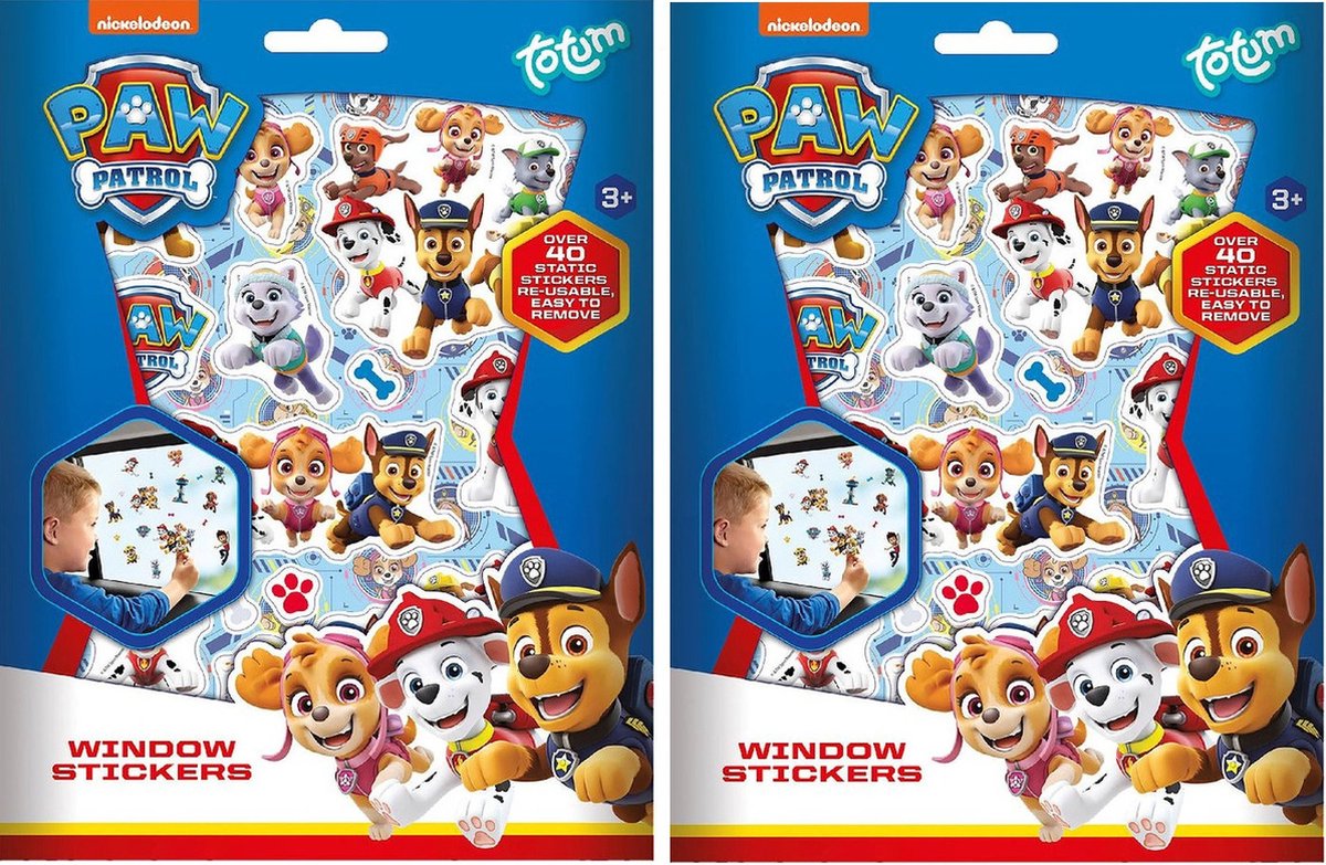 2x pakjes raam/autoraam kinder stickers - 4x velletjes per pakje - In Paw Patrol thema