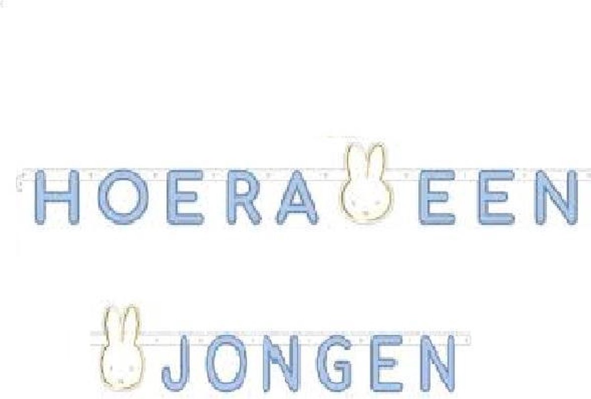 Letterslinger Nijntje baby blauw Hoera een jongen.