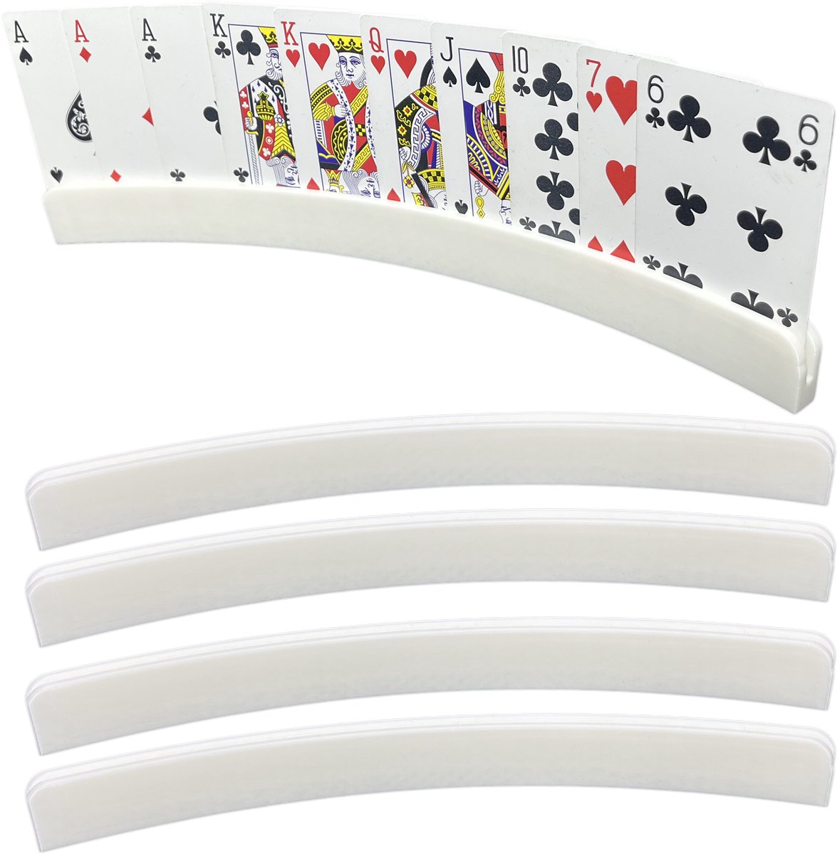Speelkaarthouder - 4 Stuks - Wit -   - Kaarthouder - Kaartenhouder - Kaart Houder