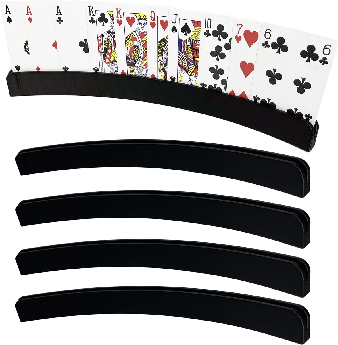 Speelkaarthouder - 4 Stuks - Zwart -   - Kaarthouder - Kaartenhouder - Kaart Houder