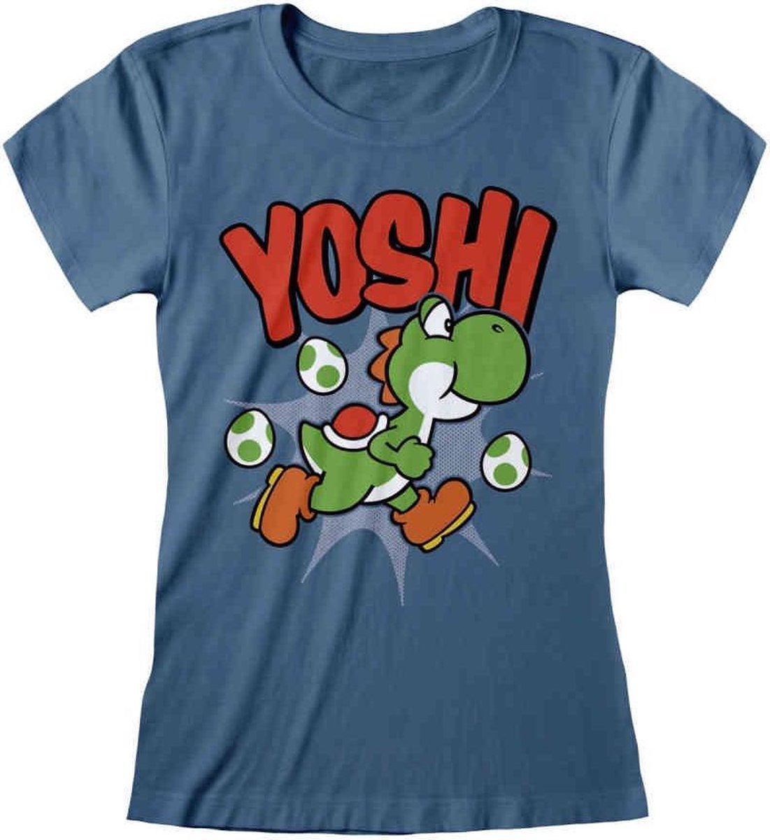 Nintendo Super Mario Dames Tshirt -2XL- Yoshi Blauw