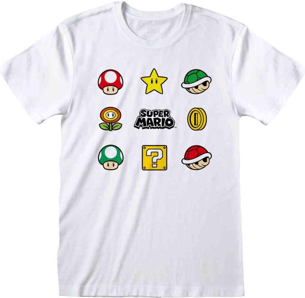 Nintendo Super Mario Heren Tshirt -2XL- Items Wit