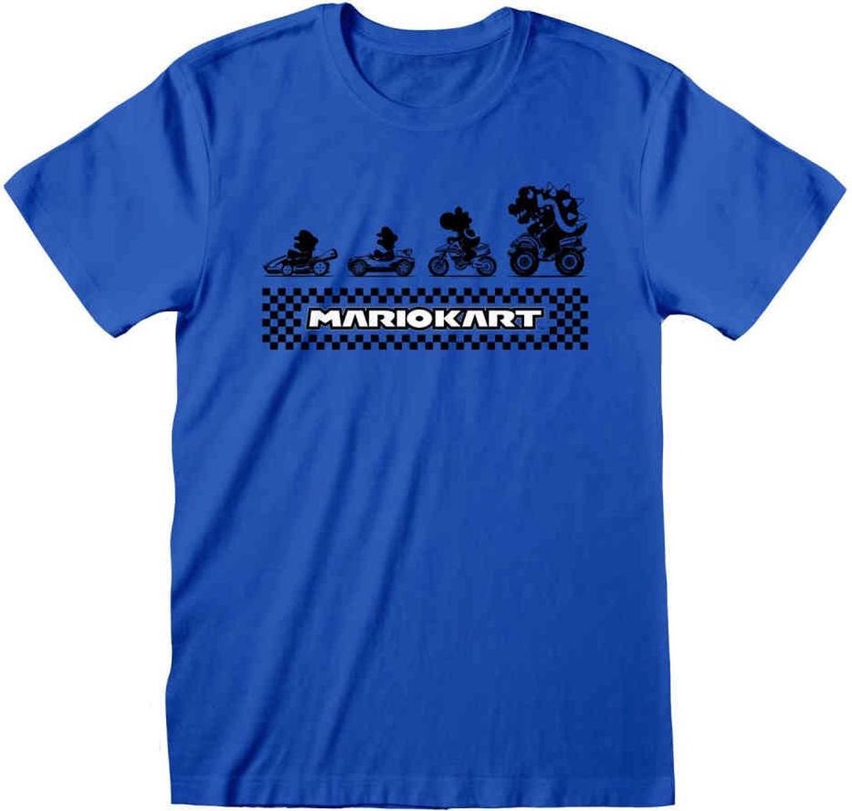 Nintendo Super Mario Heren Tshirt -2XL- Super Mario Kart - Silhouette Blauw