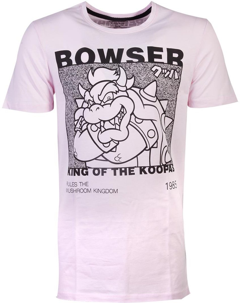   Super Mario Heren Tshirt -S- Festival Bowser Roze