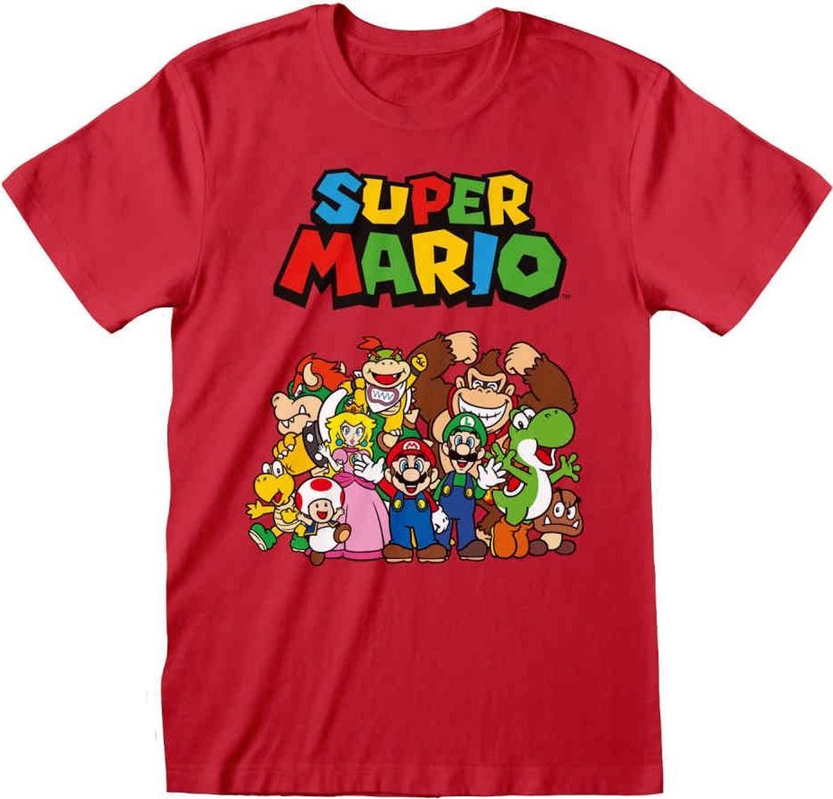 Nintendo Super Mario Heren Tshirt -S- Main Character Group Rood