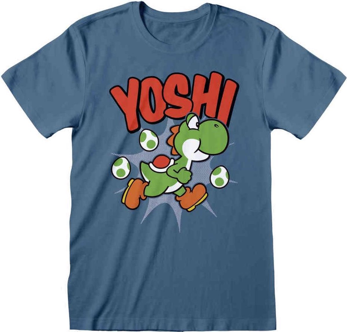 Nintendo Super Mario Heren Tshirt -S- Yoshi Blauw