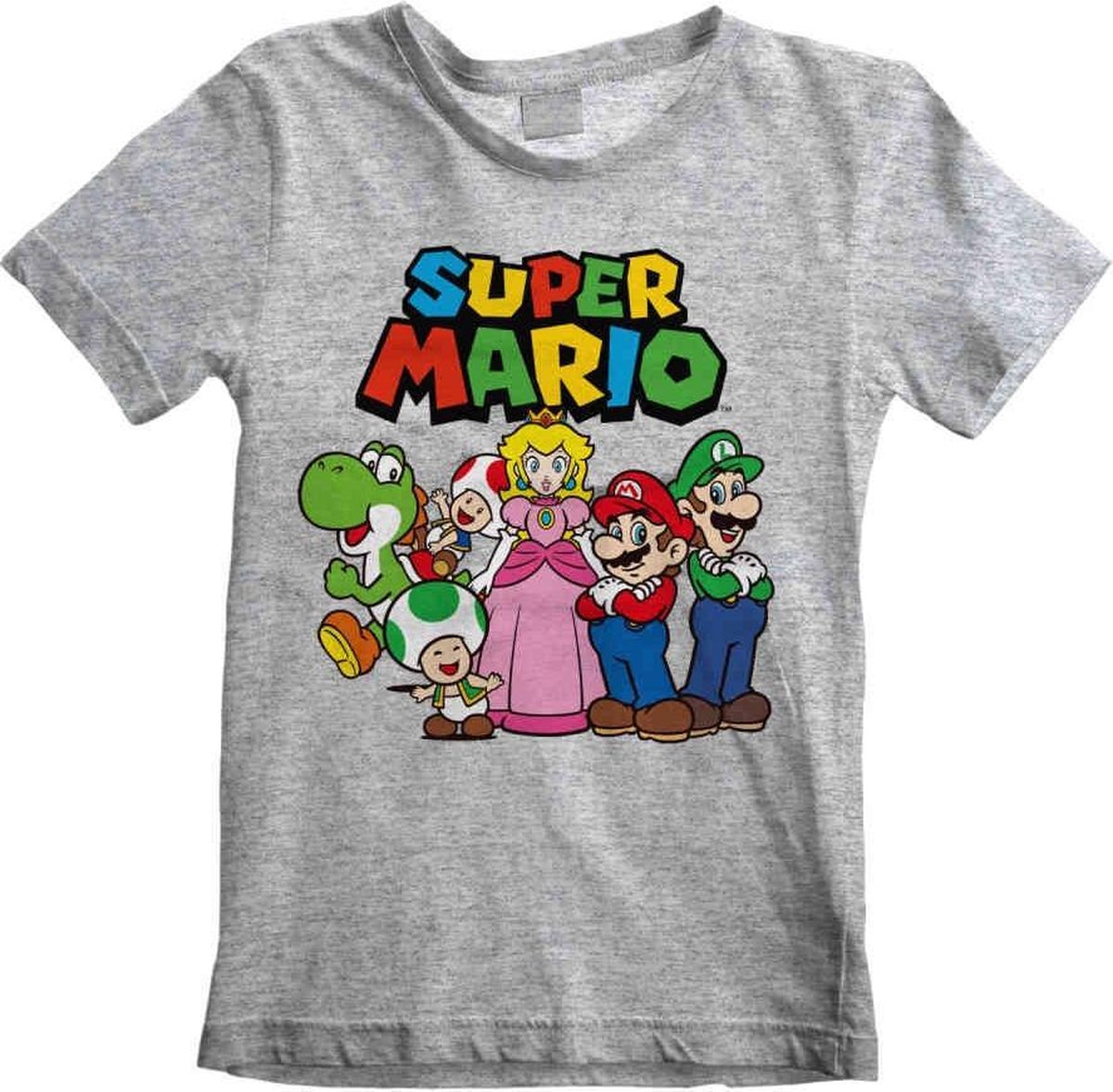 Nintendo Super Mario Kinder Tshirt -Kids tm 11 jaar- Vintage Group Grijs