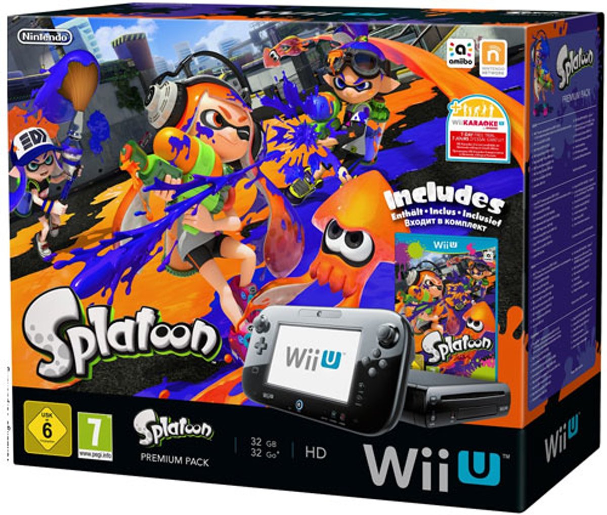 Nintendo Wii U 32GB Console Premium Bundel Zwart + Splatoon