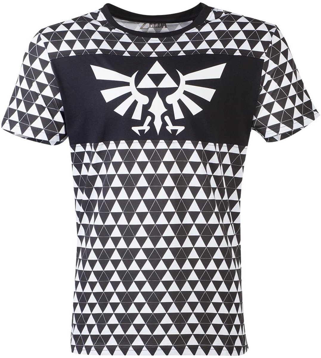 Nintendo Zelda Heren Tshirt -2XL- Triforce Checker Zwart/Wit