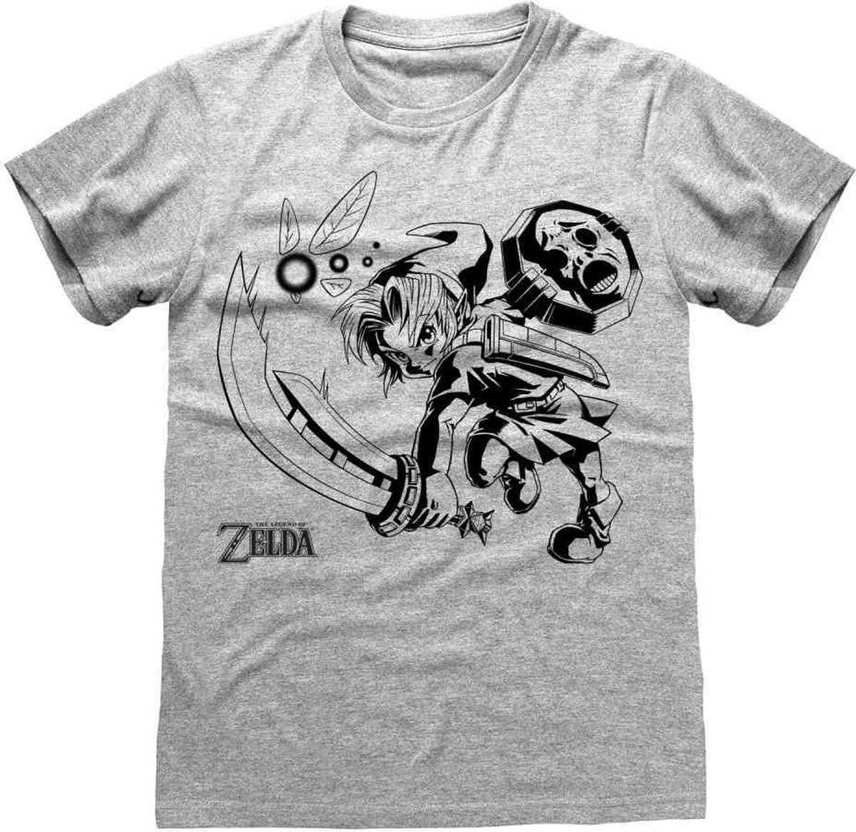 Nintendo Zelda Heren Tshirt -S- Link And Navi Grijs