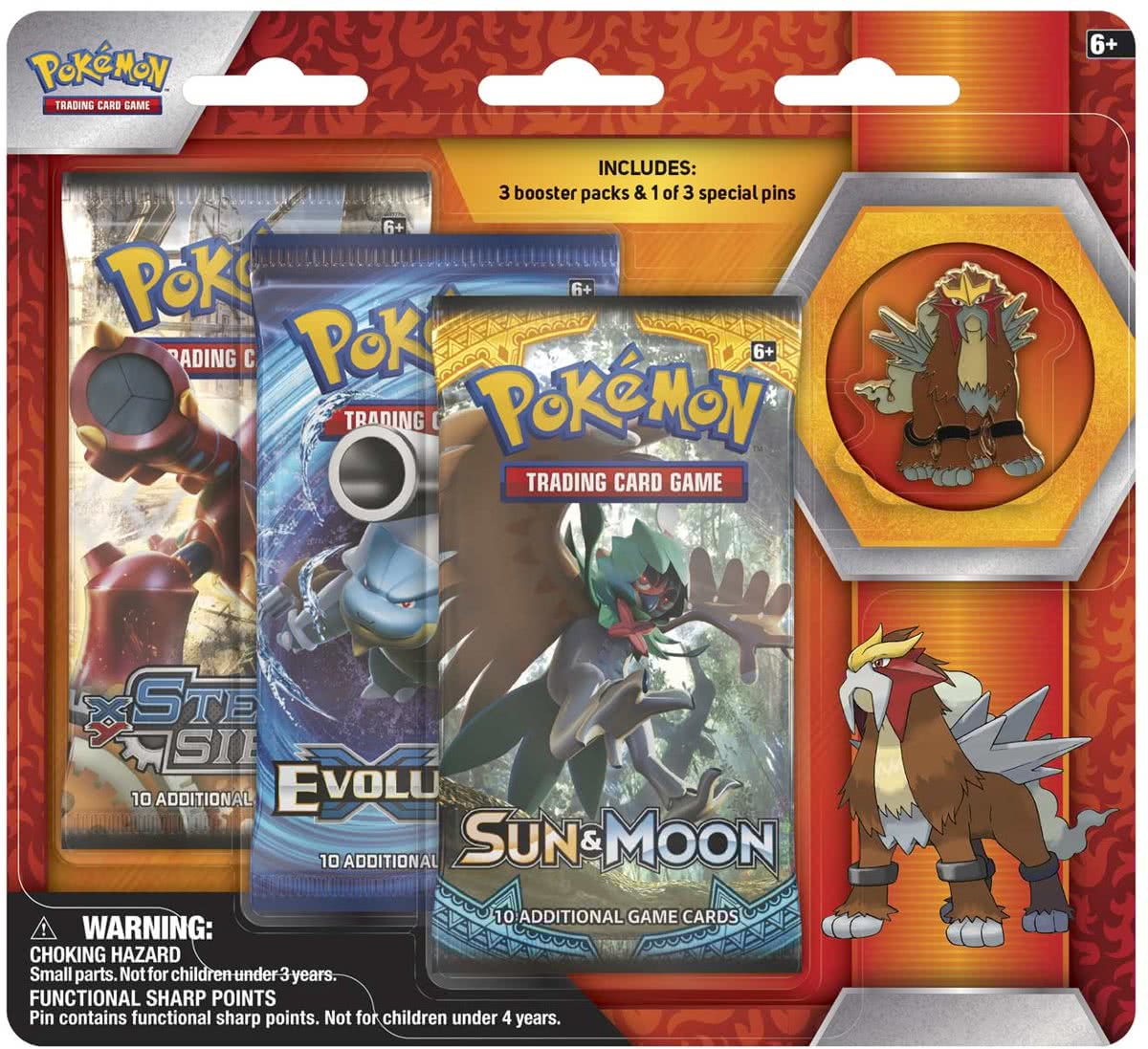 Pokemon Entei Collectors Pin 3-pack blister